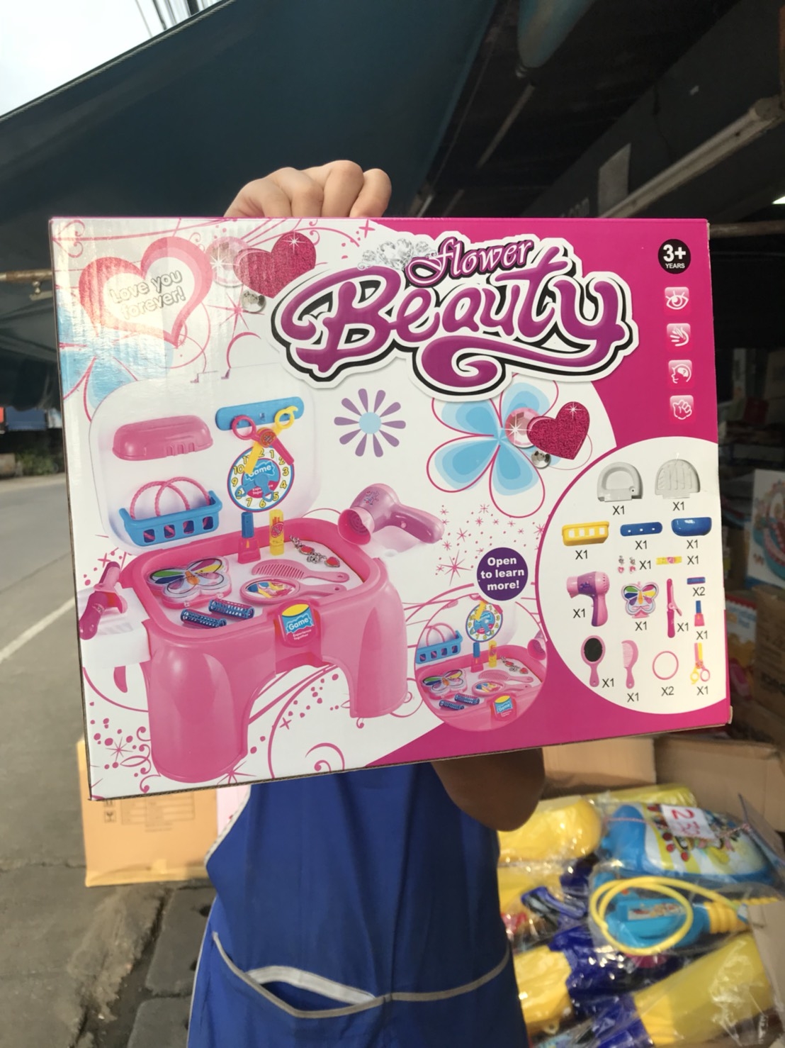 2016-2 ของเล่นกระเป๋าเสริมสวยพกพาเด็ก เก้าอี้เครื่องแป้งของเล่น กล่องละ