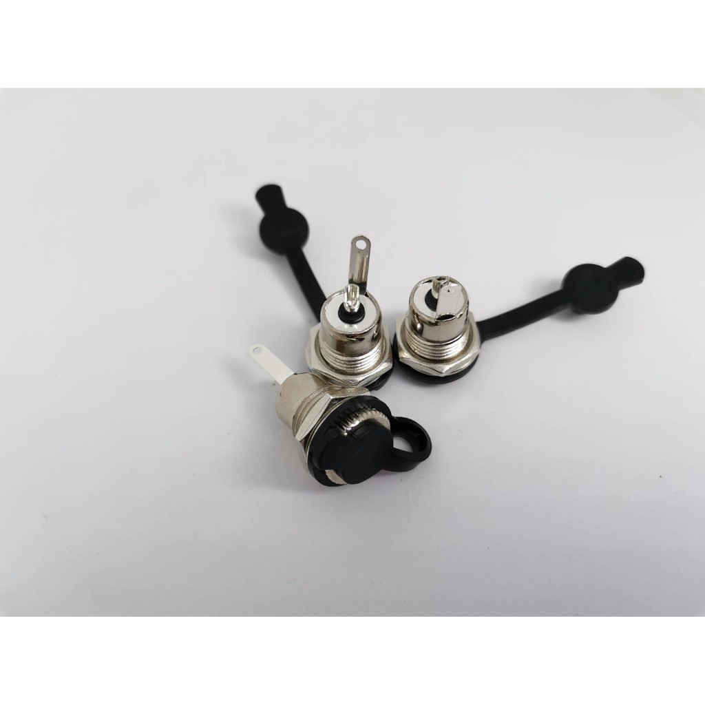Jack DC 5.5x2.1mm Female ตัวเมีย แจ๊คดีซี พร้อมจุกยางกันฝุ่น สแตนเลส ทนกระแสสูงกว่าตัวพลาสติก มีจุกยางกันน้ำ พร้อมส่งในไทย 3 ตัวชุด
