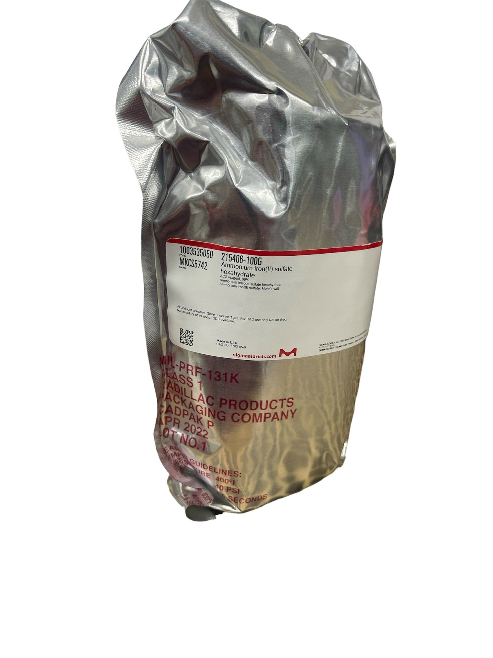Ammonium iron(II) sulfate hexahydrate, 100 g -sigma aldrich