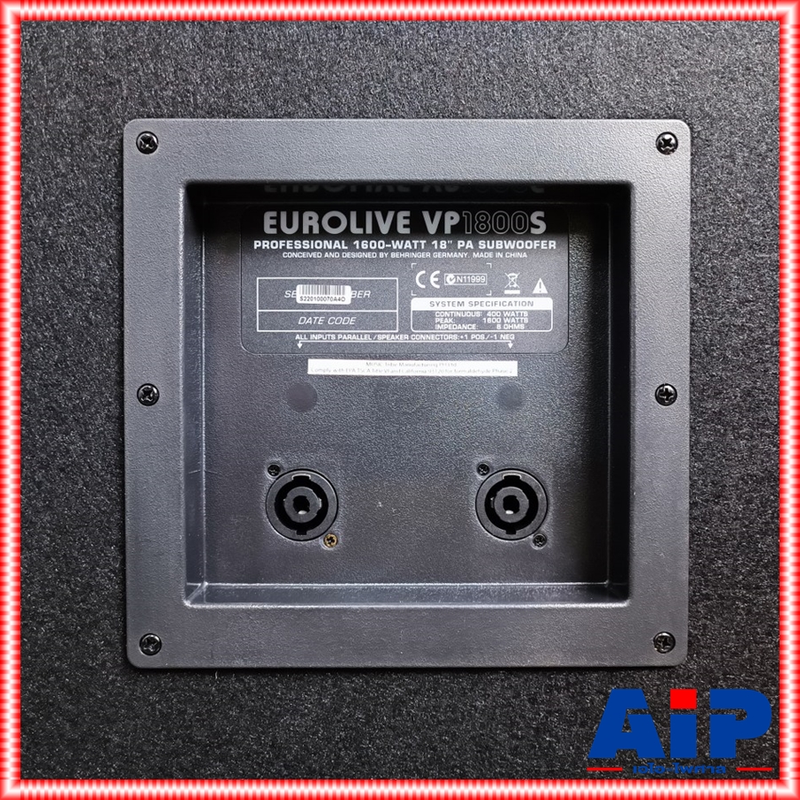 1ใบ BEHRINGER VP-1800S ตู้ลำโพง18นิ้ว ลำโพงซับเบสกลางแจ้ง กำลังขับสูงสุด 1600 วัตต์ ตู้ลำโพงซับ VP 1800 S VP1800S +++ เอไอ-ไพศาล