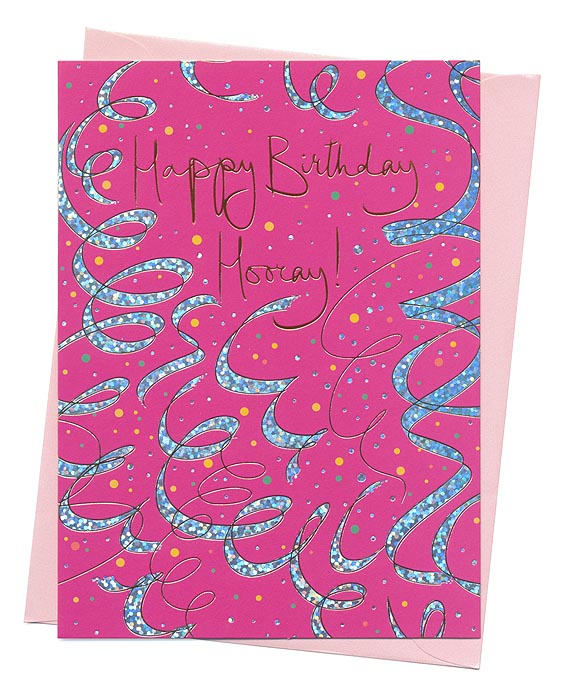 การ์ดวันเกิด ฟอยล์ทองโฮโลแกรม Happy Birthday Hooray!
