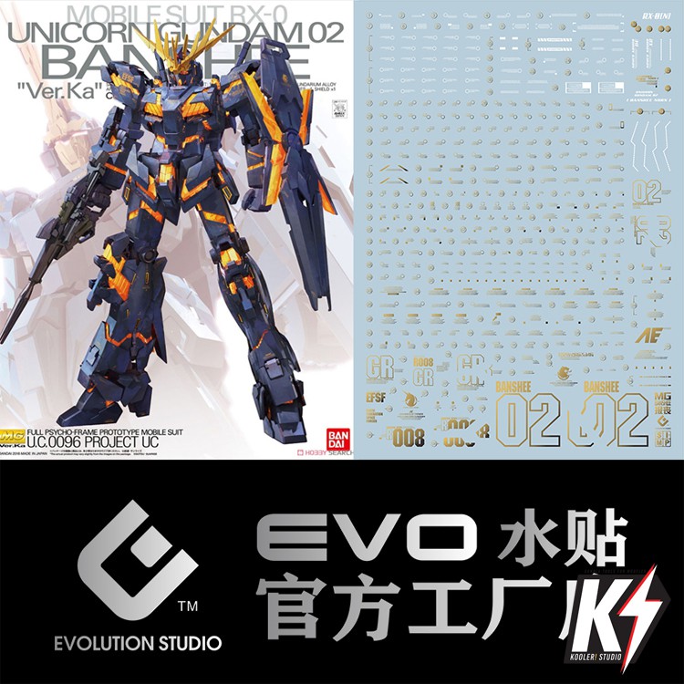 Waterdecal EVO MG Banshee Ver.Ka #ดีคอลน้ำสำหรับติดกันพลา กันดั้ม Gundam พลาสติกโมเดลต่างๆ