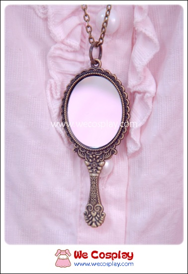 สร้อยคอโกธิคโลลิต้า จี้กระจกมือถือ สีทองโบราณ Mirror Gothic Lolita Necklace