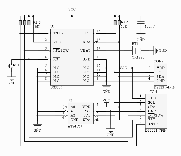DS3231SN (RTC)+ 24C64(EEPROM) I2C Module Precision Clock Module