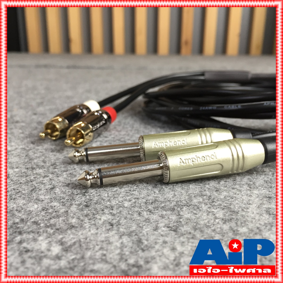 5เมตร AMPHENOL สายRCAx2 ออก PHONEx2 5M CA3333-4549-WB-005 สายสัญญาณ RCA 2หัว ออก ปลั๊กไมค์ โมโน 2หัว ยาว 5เมตร