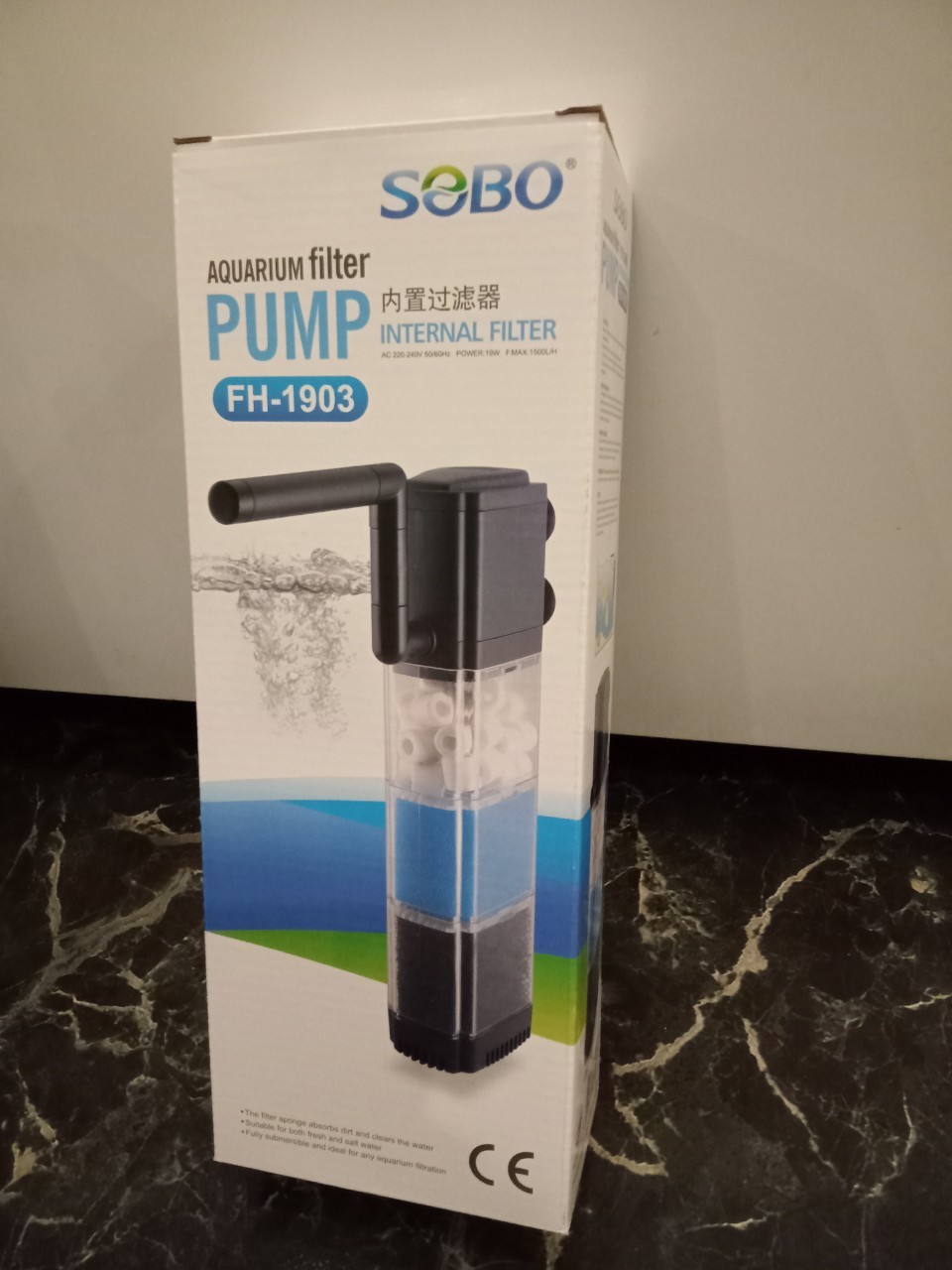 SOBO FH-1903 กรองในตู้ปลาพร้อมปั๊มน้ำ 1500 L/H กำลังไฟ 19W.