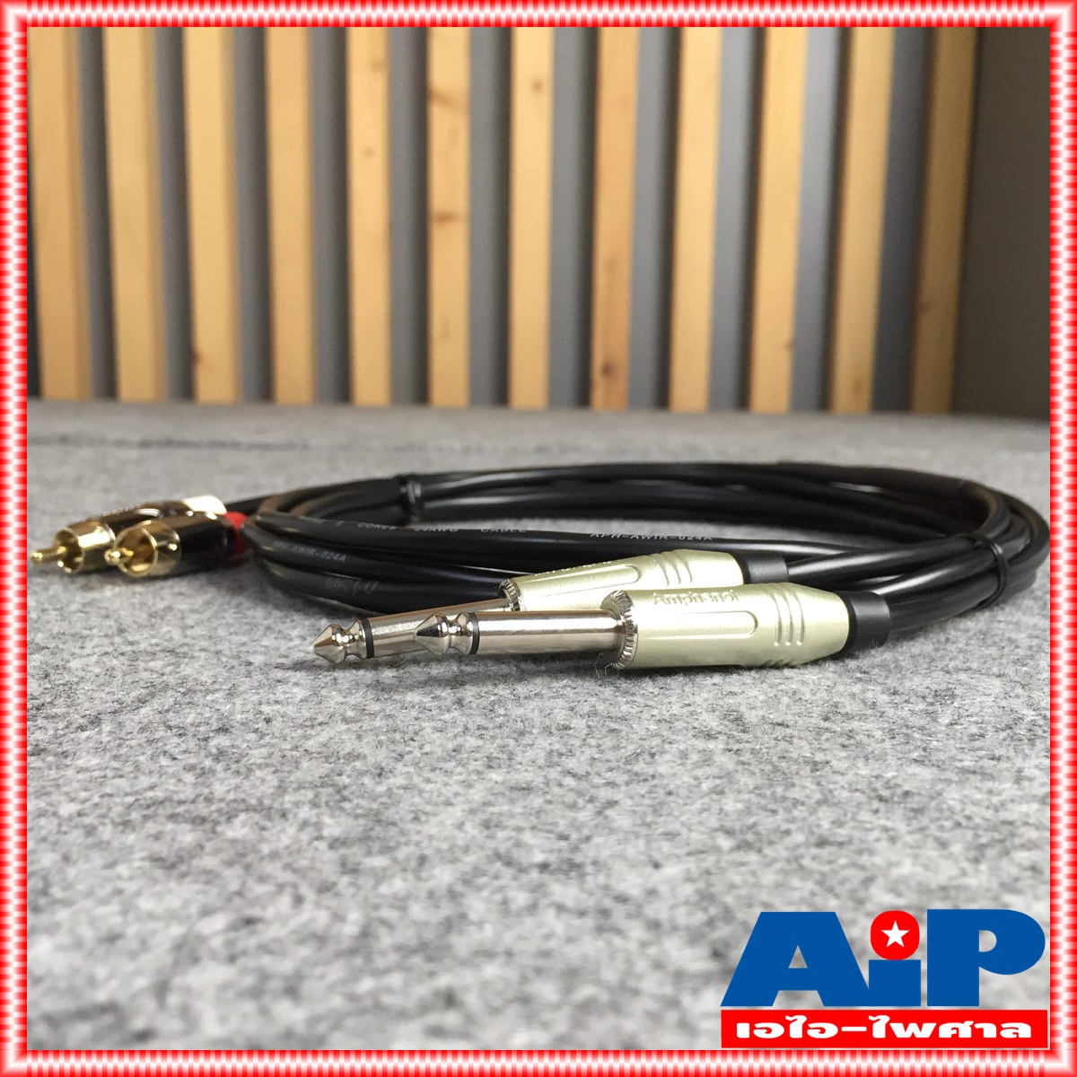 AMPHENOL สายRCAx2 ออก PHONEx2 3M CA3333-4549-WB-003 สายสัญญาณ RCA 2หัว ออก ปลั๊กไมค์ โมโน 2หัว ยาว 3เมตร