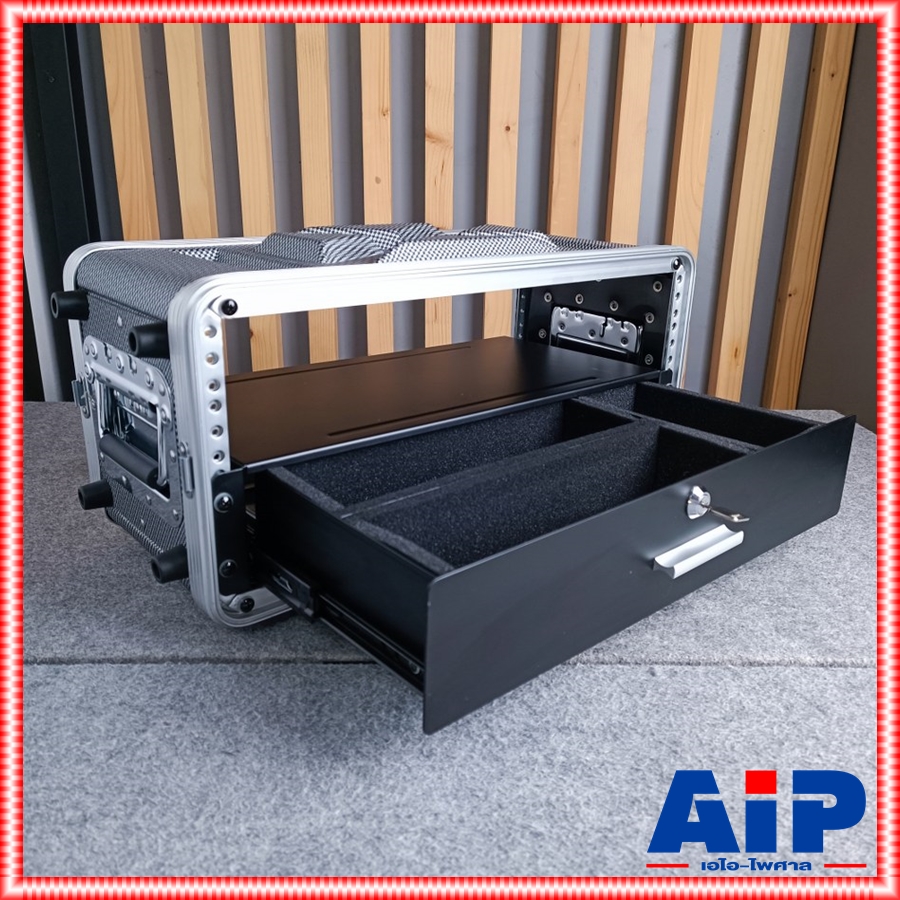 กล่อง RACK ABS 4USD KEVLAR ใส่ไมค์ลอย ลึก9นิ้ว พร้อม ลิ้นชักใส่ไมค์ กล่องใส่อุปกรณ์เครื่องเสียง rack แร็ค กล่องใส่เครื่องเสียง กล่องใส่ไมค์ลอย ABS4U เอไอ-ไพศาล
