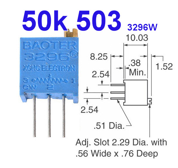 VR เกือกม้า 50 Kohm (503) 3296W Trimpot Variable Resistor (Trimmer Potentiometer)