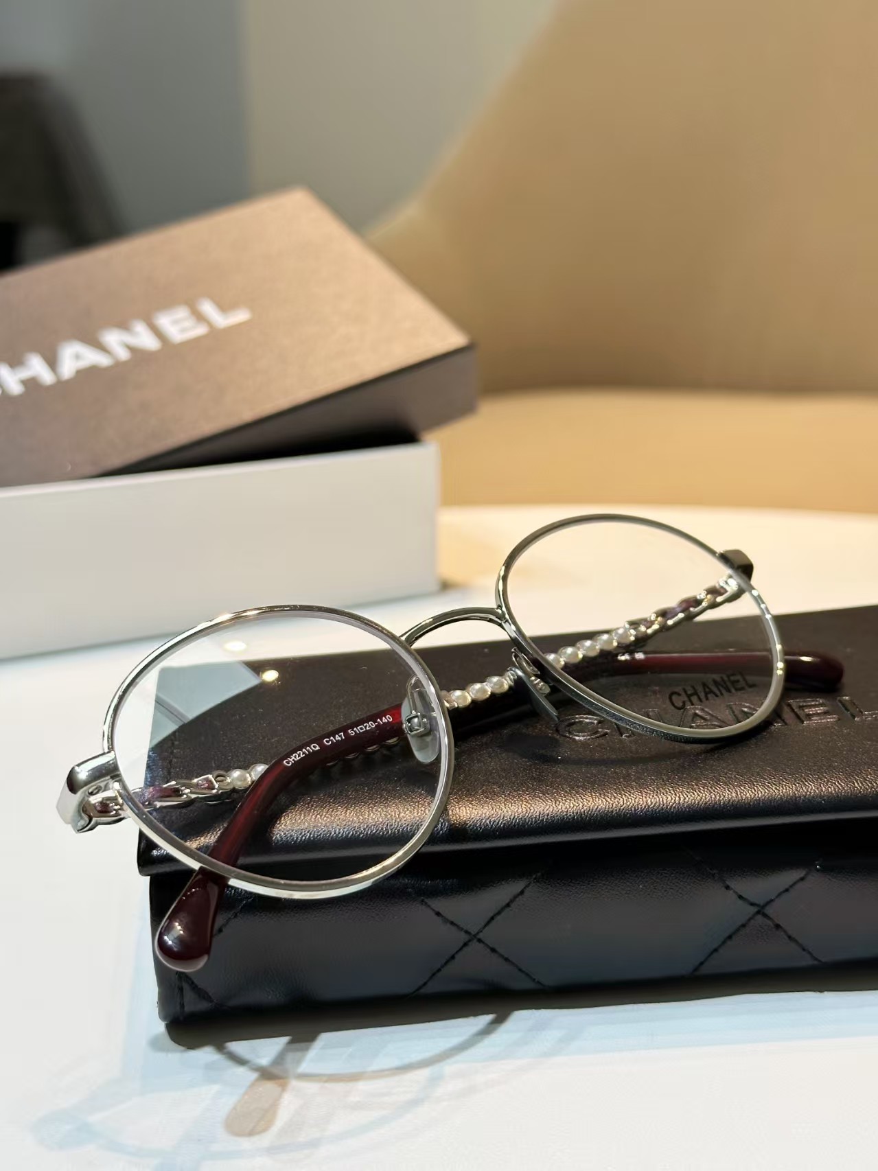 **C** กรอบแว่นสายตา Chanel round eyeglasses กรอบเงิน สินค้าใหม่ของแท้