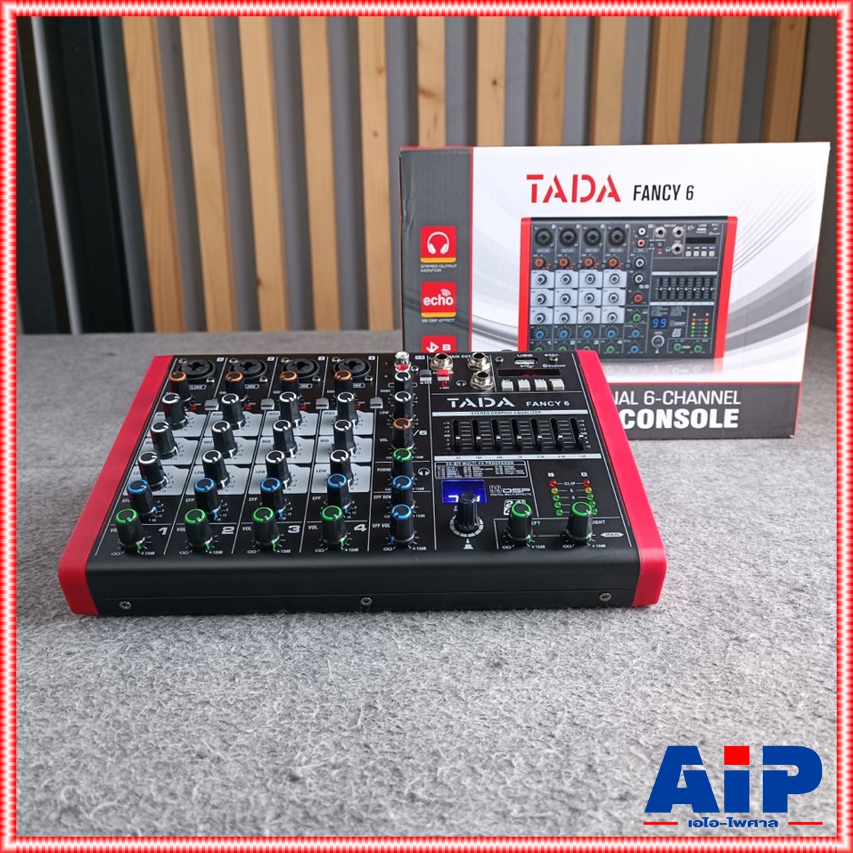 TADA FANCY-6 MIXER สีแดง มิกเซอร์ TADA Fancy 6 ช่องสัญญาณ 4 โมโน 1 สเตอริโอ แจ็ค combo มี Bluetooth มี USB เล่น Mp3 ได้ มีเอฟเฟกแท้ effect EQ 7 แบนด์ มี REC เรดคอร์ด สามารถ บันทึกเสียงได้ เอไอ-ไพศาล