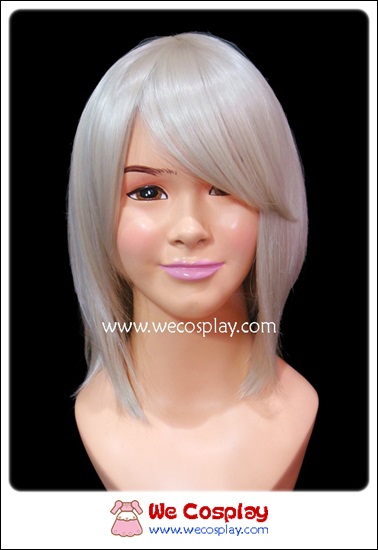 วิกผมคอสเพลย์ ทรงบ๊อบเท สีบลอนด์ซีด หน้าม้าปัด Blonde Cosplay Wig