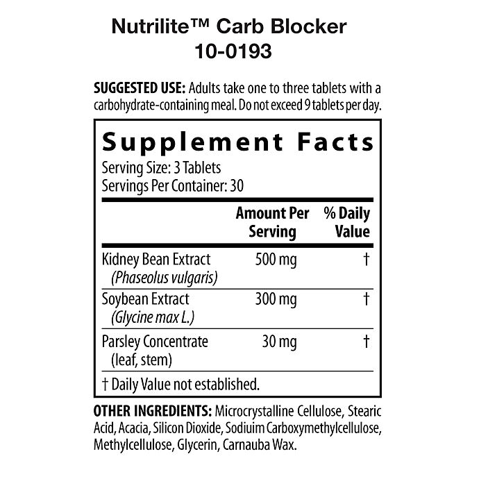 Nutrilite Carb Blocker บรรจุ 90 tabletsทานในมื้อที่ต้องการทานอาหารมากหรือมีน้ำตาล