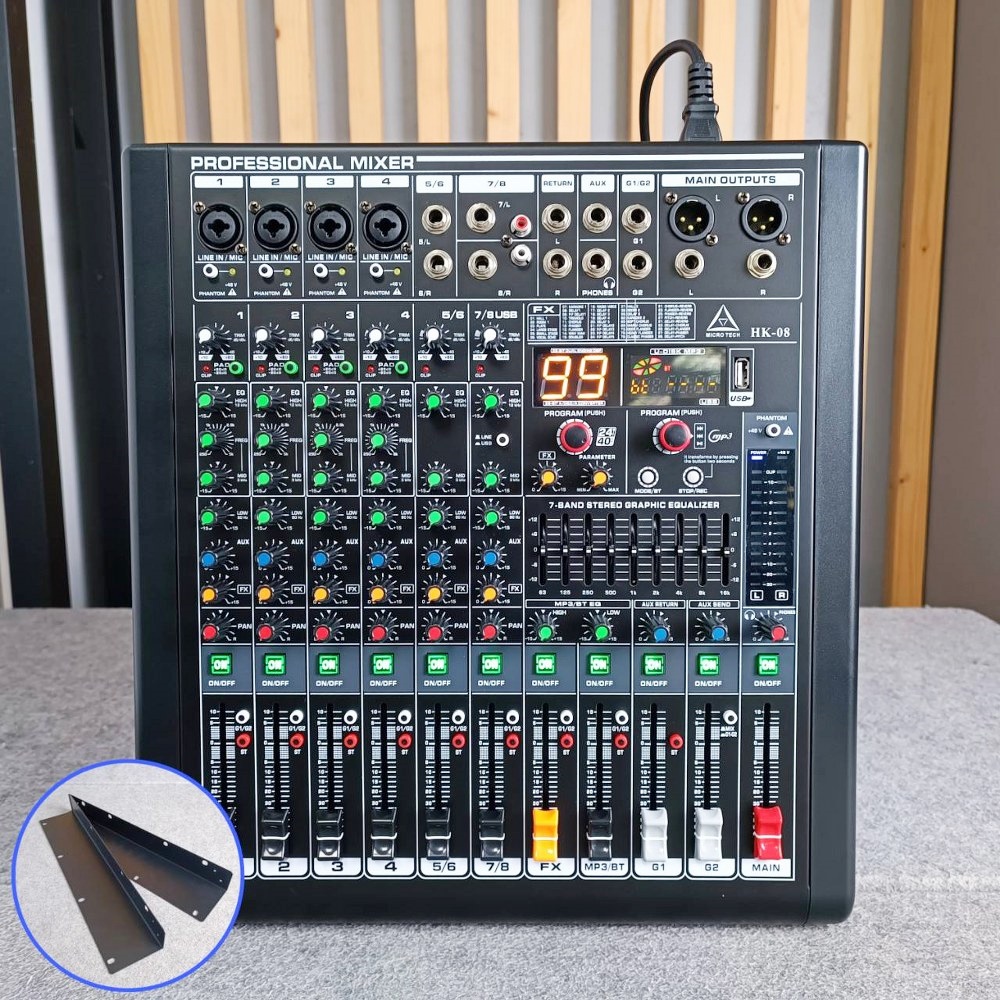 MICROTECH HK-08 MIXER แถมฟรี ปีกยึดRACK ไมโครเทค USB บลูทูธ MP3 มิกเซอร์อนาล็อก 8 ช่อง เอฟเฟคแท้ HK 08 HK08 เอไอ-ไพศาล