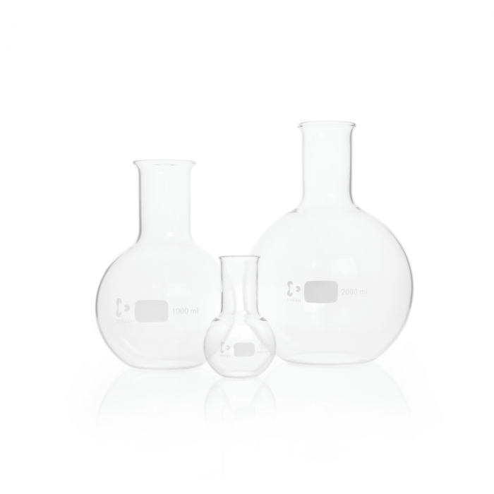 DURAN® Flat Bottom Flask, wide neck, with beaded rim, 50-2000 ml