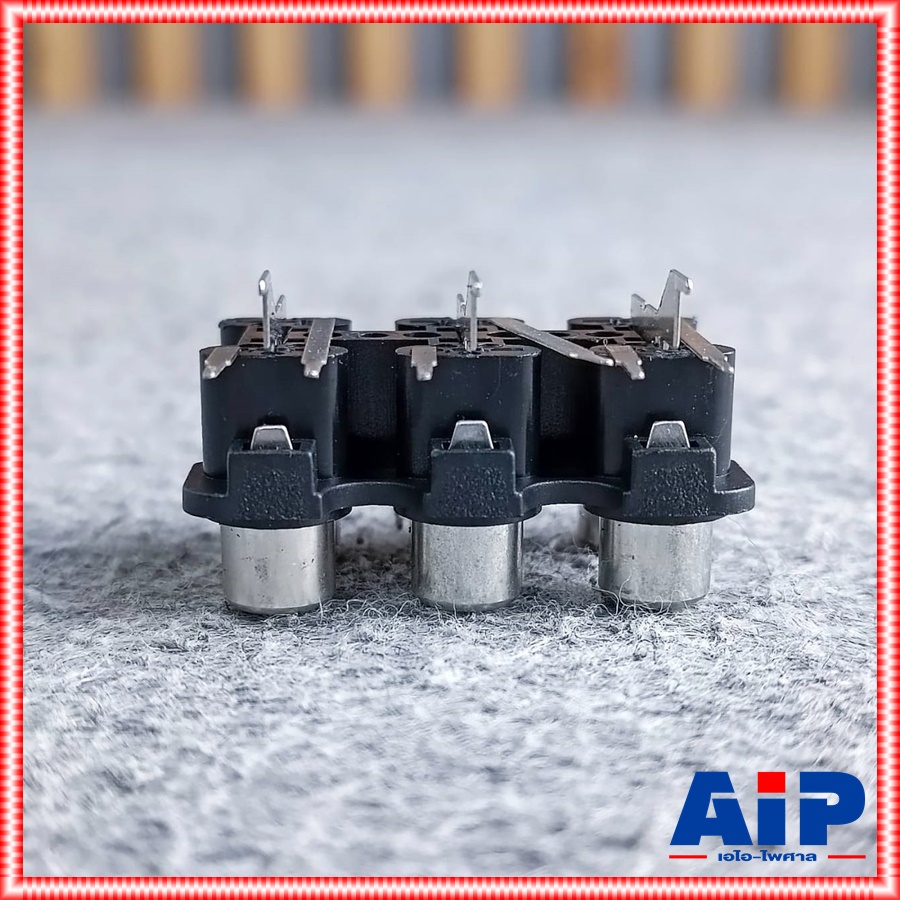 แจ็คRCA 6รู ติดแท่นลงปริ้นซ์ สีดำ 912R602 แจ็คอาร์ซีเอตัวเมีย J.RCAติดแท่น เอไอ-ไพศาล