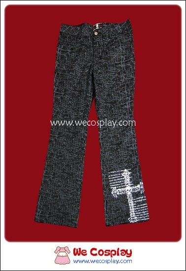 กางเกงพังค์สีดำขากระดิ่ง สกรีนลายไม้กางเขน Punk Pants