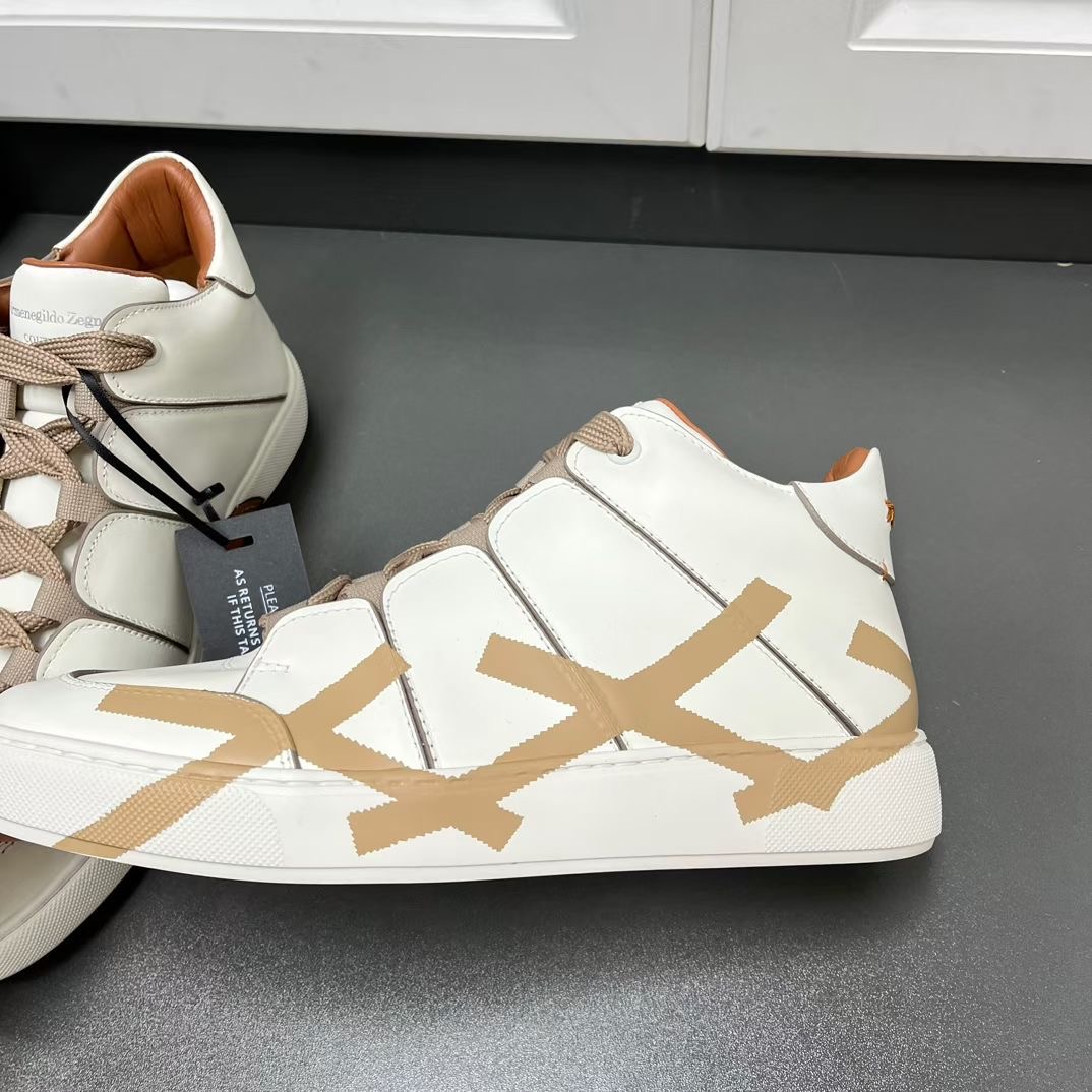 **do**รองเท้าผู้ชาย Zegna Leather Tiziano Sneakers บู้ทสั้น มี 2 สี สินค้าใหม่ ของแท้