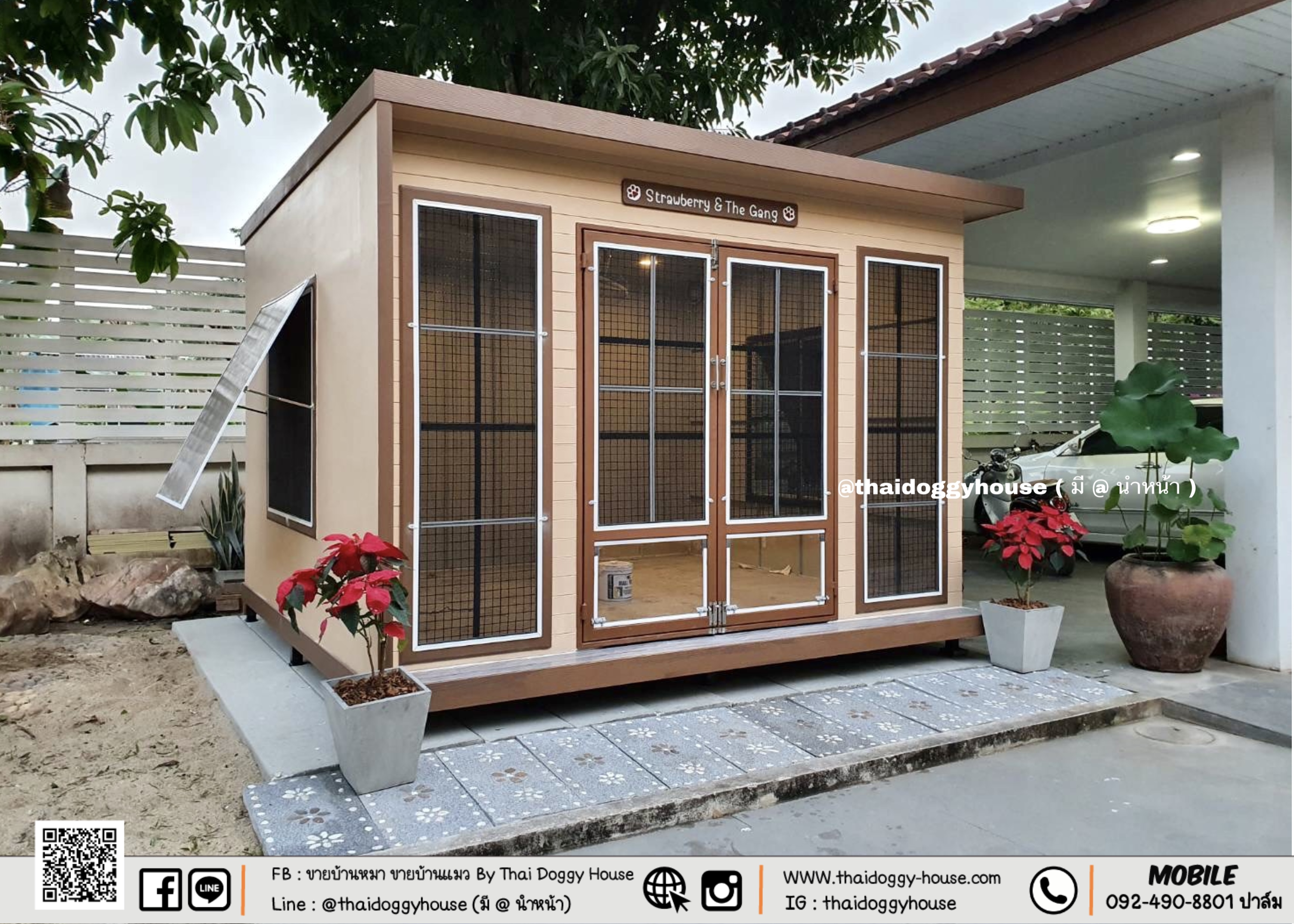 บ้านหมา บ้านแมว Box Style " ภายในกว้าง หลังใหญ่มาก ไม่อึดอัด พร้อมตะแกรงเหล็กดัด แถมมุ้งลวดให้ด้วยน้า น้องๆนอนสบายแน่นอน 🥰