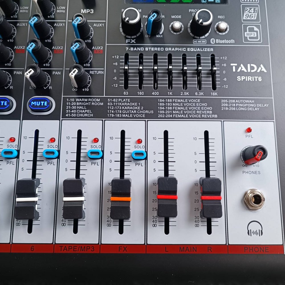 TADA SPIRIT-6 POWERMIXER พร้อม ไมค์ลอย2ตัว 350 watt EFX USB บลูทูส ธาดา มิกเซอร์อนาล็อก SPIRIT 6 SPIRIT6 เอไอ-ไพศาล