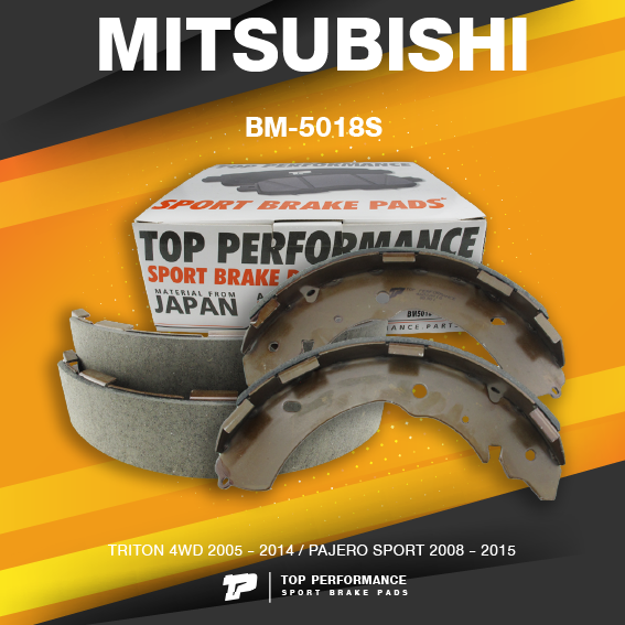 TOP PERFORMANCE (ประกัน 3 เดือน) ก้ามเบรค หลัง MITSUBISHI TRITON 4WD / PLUS 2WD ตัวสูง / PAJERO SPORT - MADE IN JAPAN - BM5018S - ผ้าเบรค มิตซูบิชิ ไททัน ไทรทัน ปาเจโร่ BS5018