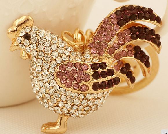 พวงกุญแจ รถยนต์ บ้าน พวงกุญแจ ติดคริสตัล สุดหรู รูป ไก่ ของขวัญวันเกิด คนเกิด ปีระกา ปีไก่ พวงกุญแจคริสตัล สวยหรู มีสไตล์ 996197