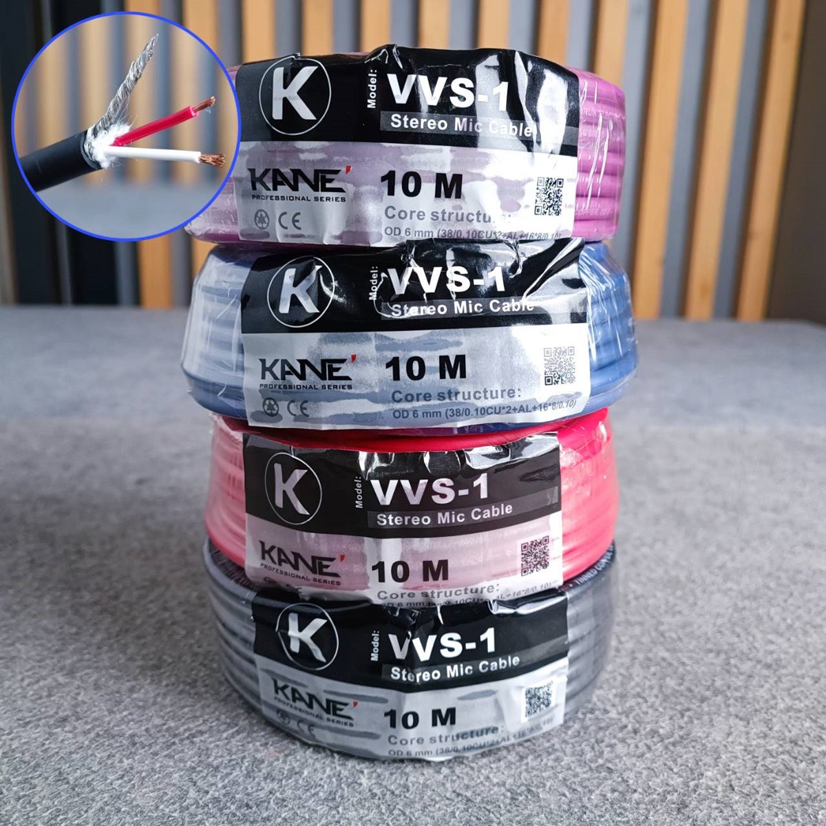 ขด10เมตร(1ขด) มี4สีให้เลือก KANE VVS-1 สายไมค์สเตอริโอ สีดำ/แดง/น้ำเงิน/ม่วง สายสัญญาณ VVS1 VVS 1 สายไมค์ST สายไมค์ 6mm เอไอ-ไพศาล