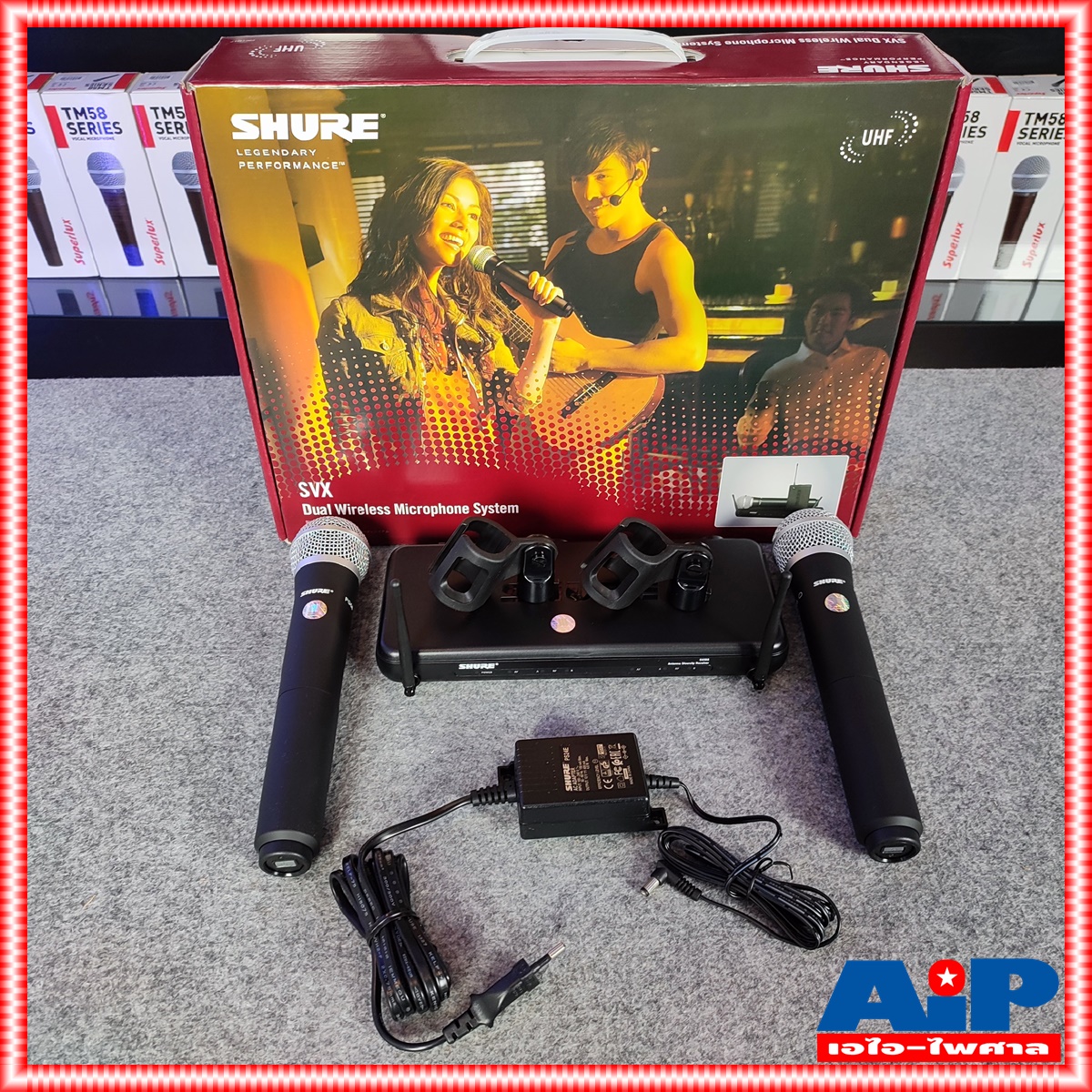 SHURE SVX288TH/PG58-Q12 ไมค์ลอยคู่ ไมโครโฟนไร้สายแบบมือถือคู่ย่าน UHF คลื่นความถี่ 748-758 MHz SVX 288 A / PG 58 Q 12 SVX288A/PG58Q12 เอไอ-ไพศาล +++