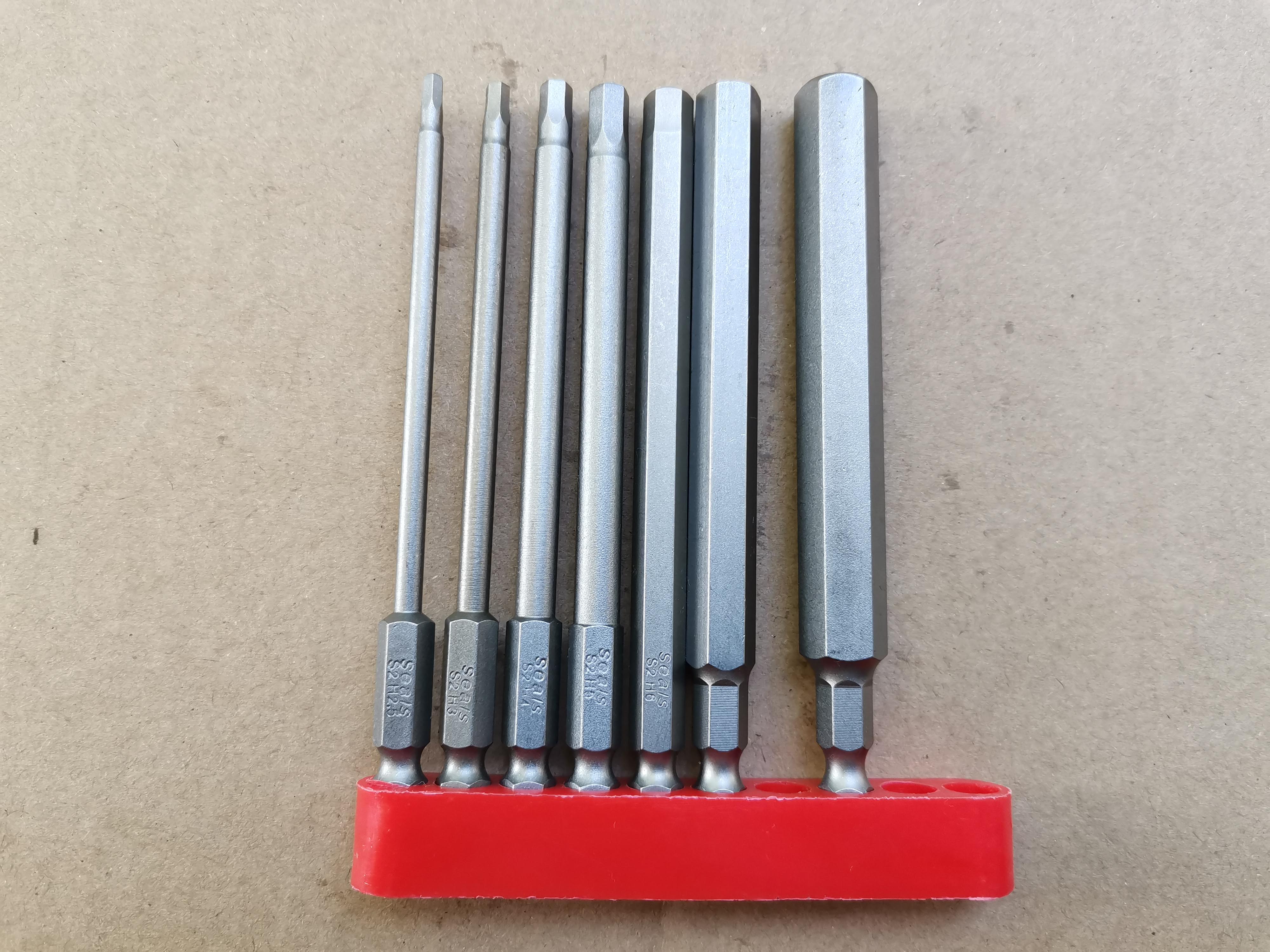 ไขควงหกเหลี่ยม Hex key set สำหรับใช้กับสว่าน เข้าที่แคบ ก้านยาวพิเศษ 100มม เหล็ก S2 แบ่งจากแพ๊คใหญ่ 7ตัวเซ็ต