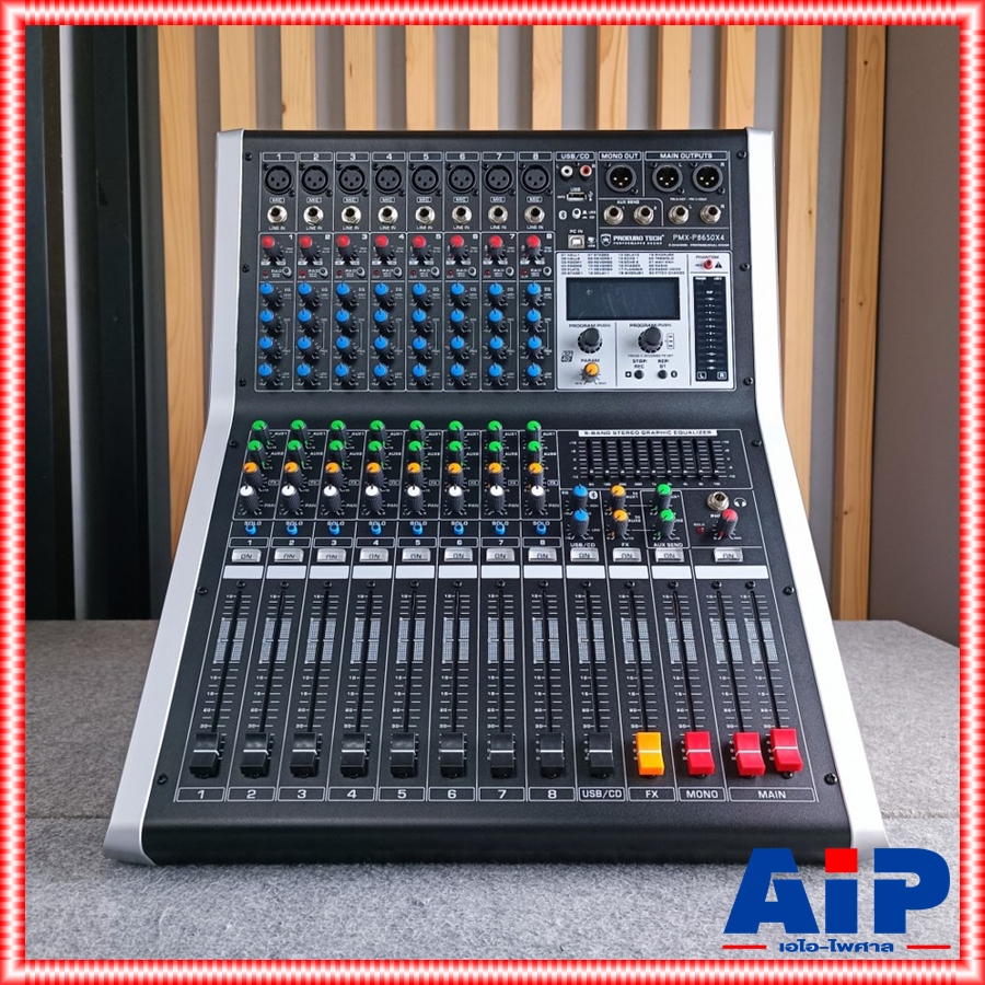 PROEUROTECH PMX-P8650 X4 POWERMIXER+บูลทูส เพาเวอร์มิกเซอร์ รุ่นใหม่ โปรยูโรเทค 8 ช่องไมค์ 4 ช่องขับลำโพง 650 วัตต์ ตัดความถี่ซับได้ PMXP8650X4 เอไอ-ไพศาล
