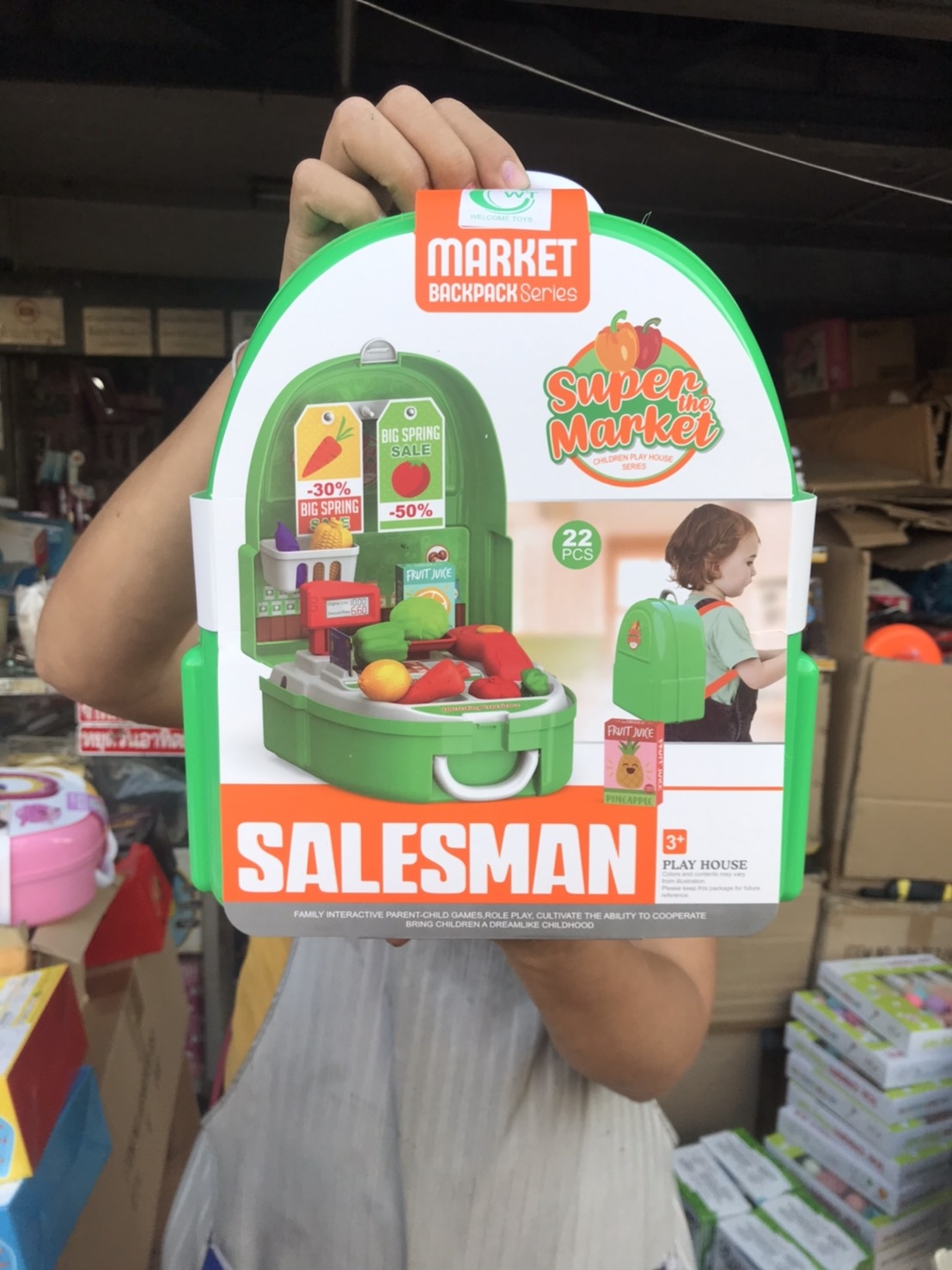 7F706 ของเล่นชุดขายผักผลไม้ครัวกระเป๋าเป้