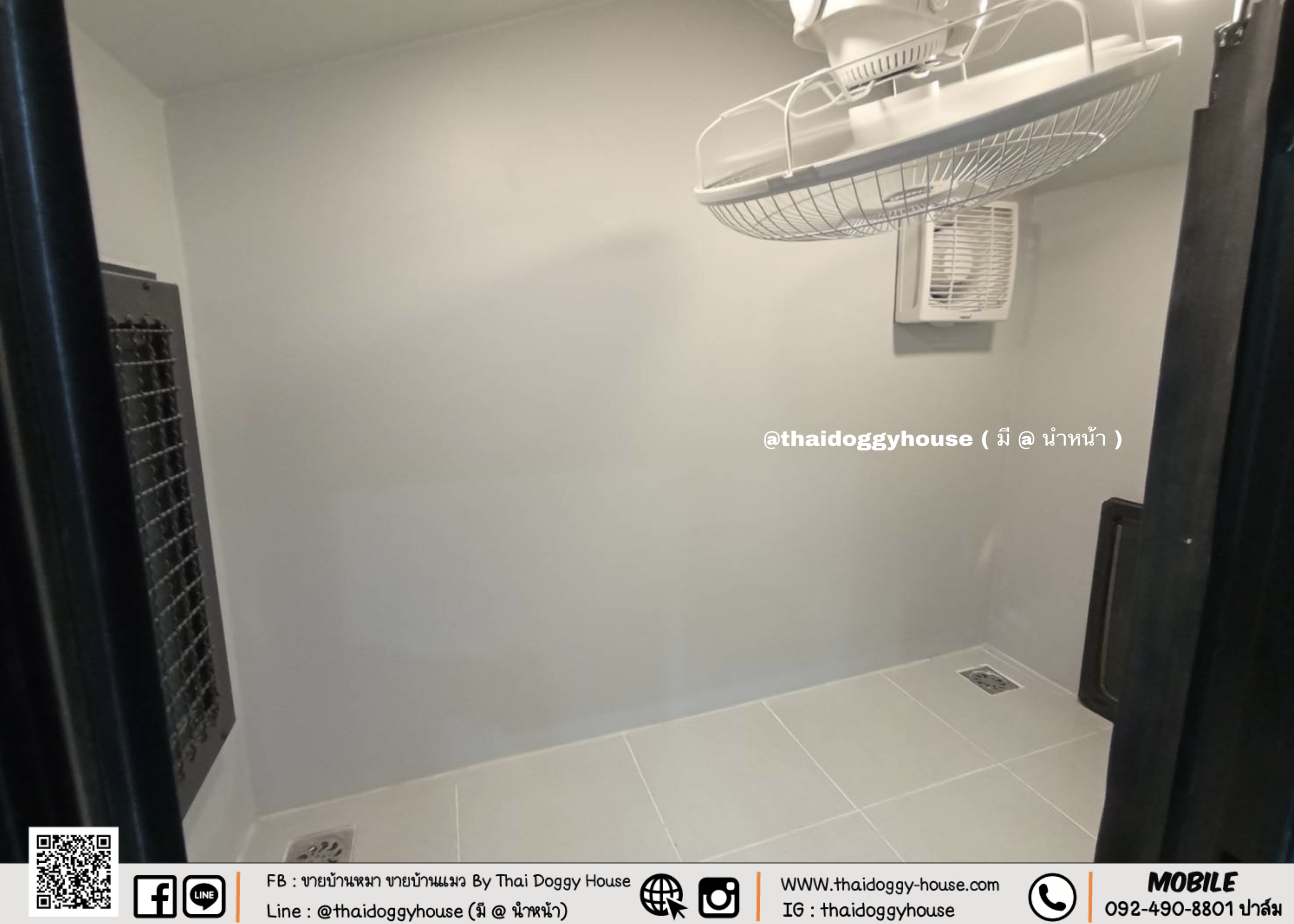 🏠 บ้านหมา บ้านแมว " Nordic Style " แบบกระจกรองรับการติดแอร์ ประตูกระจกบานเลื่อน พร้อมตะแกรงเหล็กมุ้งลวด