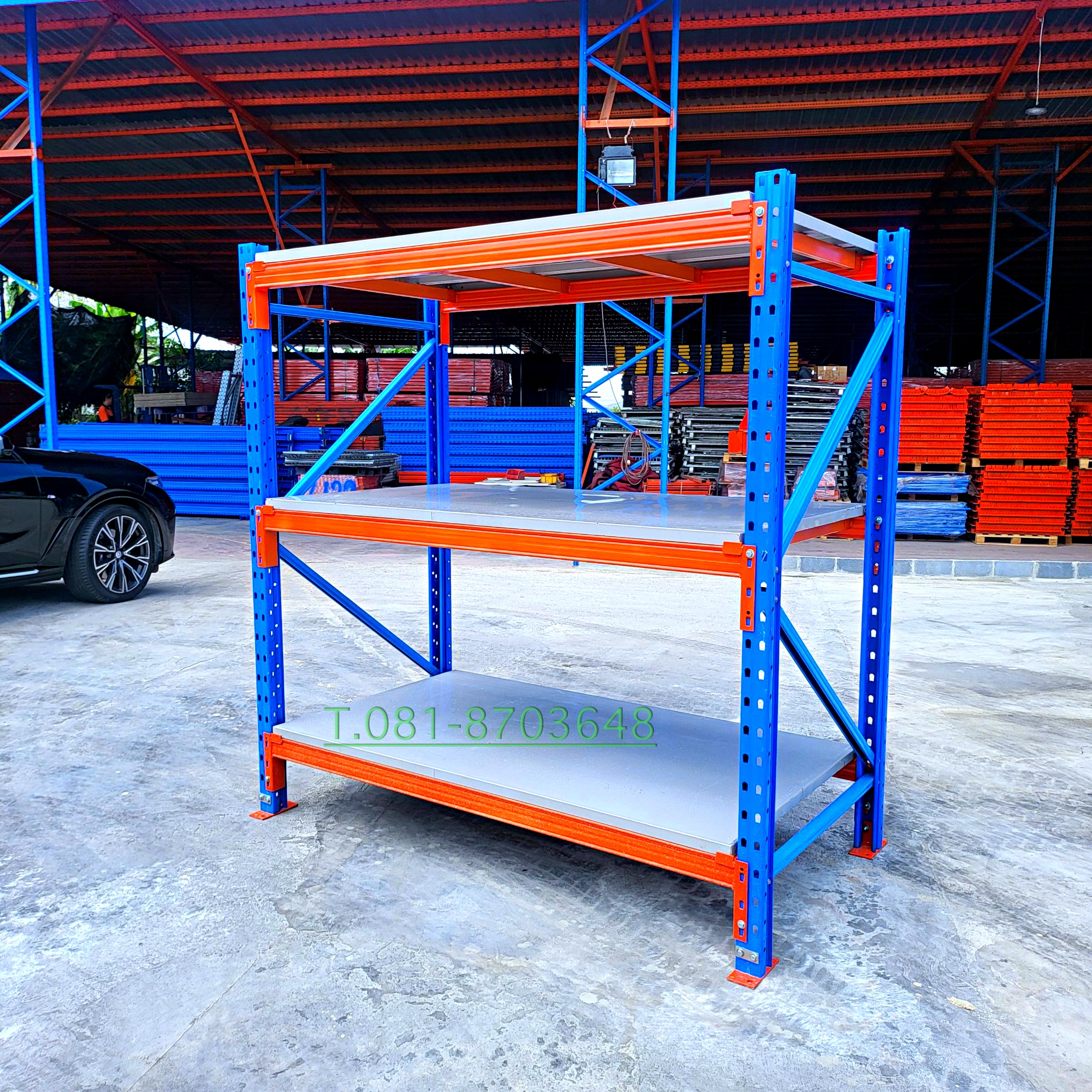 Medium rack ปูแผ่นเหล็ก ขนาดลึก 1m ยาว1.8m[is] สูง 2m รับน้ำหนักได้ชั้นละ 1000kg