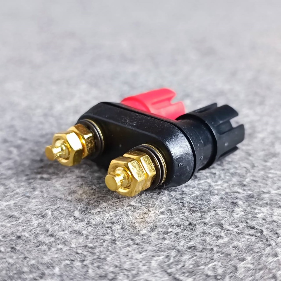 1อัน ไบติ้งโพสต์คู่ พลาสติกตัวใหญ่ แกนทอง 913B06 ขั้วลำโพง ขั้วต่อลำโพงติดแท่น BIDINGPOST ไบดิ้งโพสต์คู่ แบบหมุนล็อคสาย เอไอ-ไพศาล