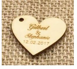 Tag ไม้ ป้ายแท็กของชำร่วยแต่งงาน แบบพิเศษ ทำด้วยไม้ รูปหัวใจ สลักชื่อ คู่บ่าวสาว tag หัวใจ แบบพรีเมี่ยม 659765
