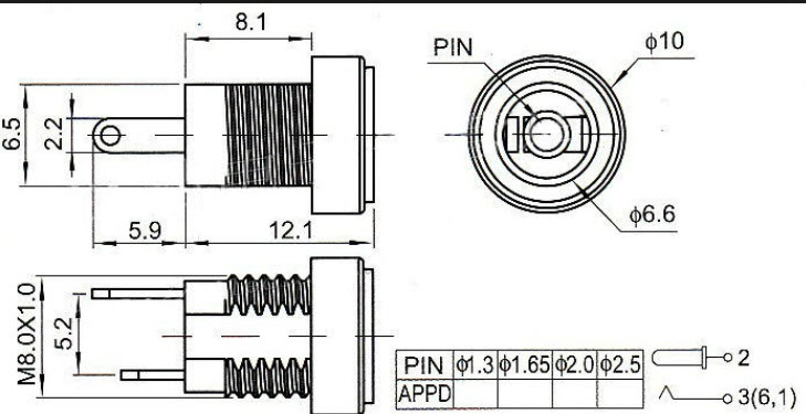 DC-022B DC power outlet DC Block 5.5X2.1MM power female socket