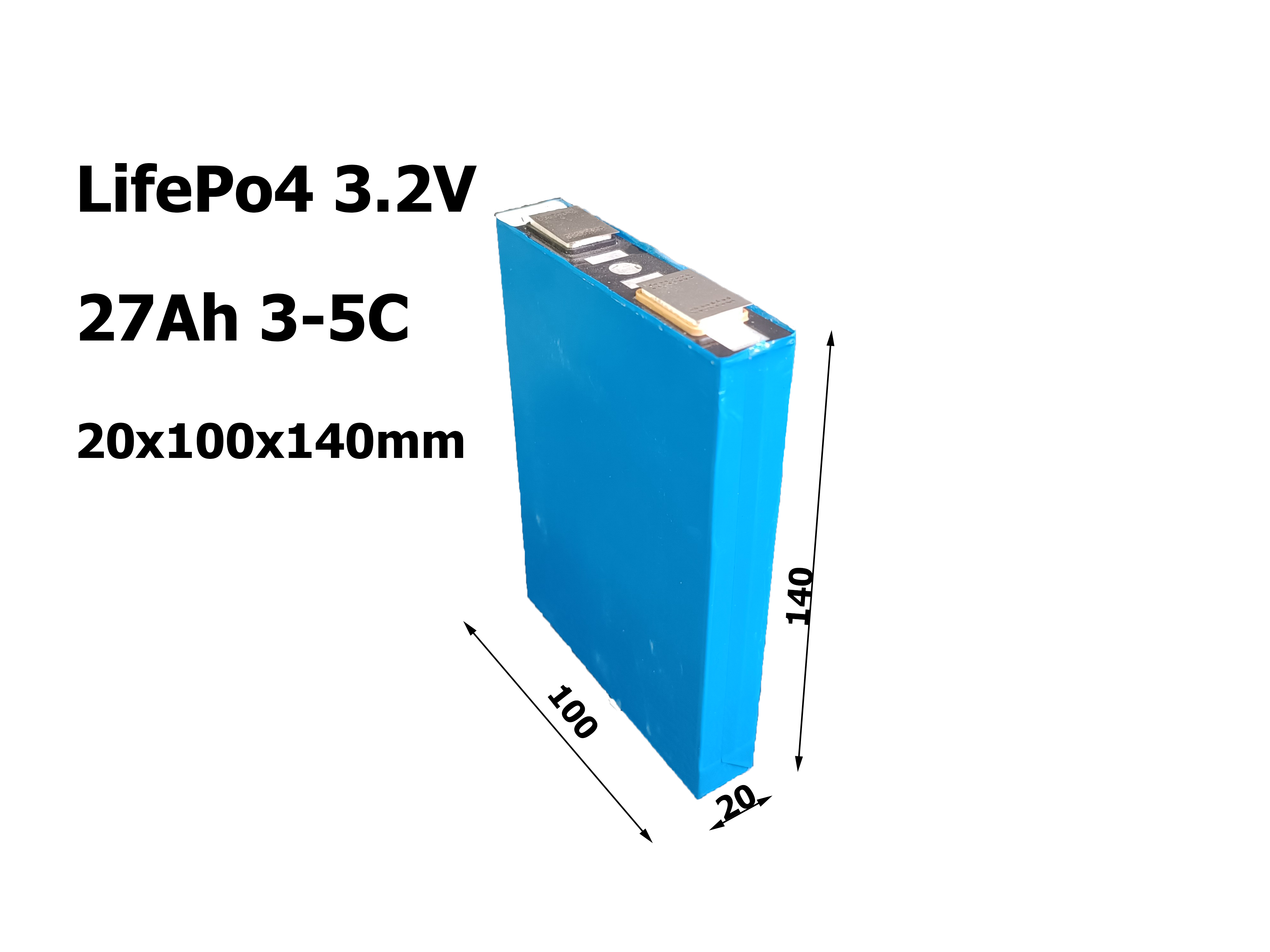 แบตเตอรี่ LifePo4 3.2V 27Ah ความจุเต็ม แบตลิเที่ยมฟอสเฟต เหมาะสำหรับรถไฟฟ้า พาวเวอร์บล็อก ขั่วเป็นแบบสปอต