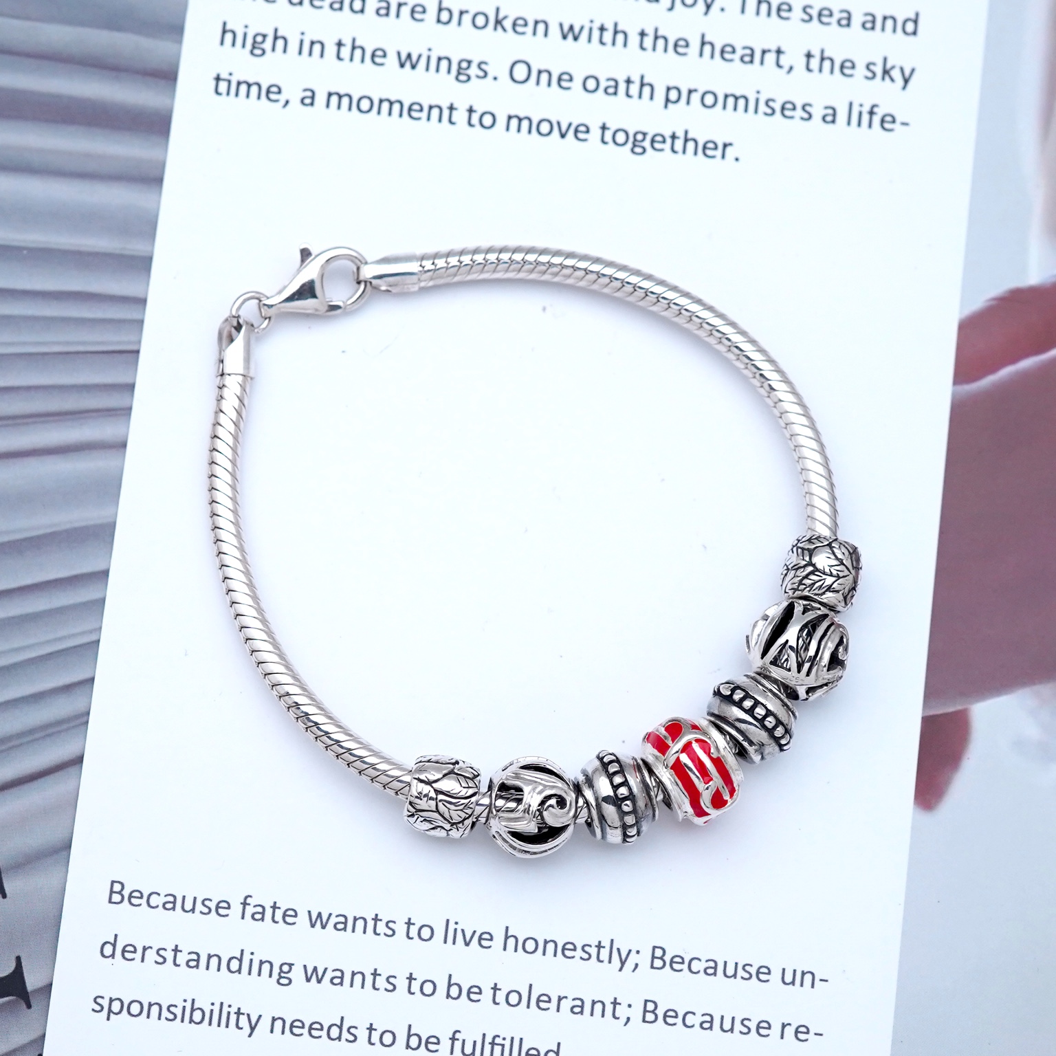 Auspicious Silver Charm Bracelet: A Gift of Blessings สร้อยข้อมือเงินแท้พร้อมลูกปัดมงคล