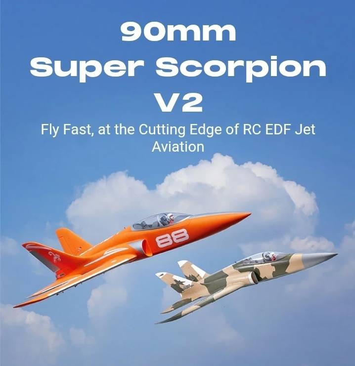เครื่องบินไฟฟ้า FMS 90MM Super Scorpion V2 EDF (ไม่รวม แบต รีซีฟ รีโมท) RC เครื่อบินบังคับไฟฟ้า
