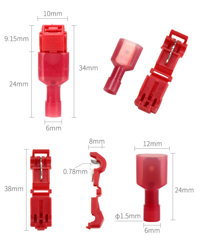 T-type flexible wire terminal quick connector free of broken wire connector lossless connector clamp T1 red wire clamp