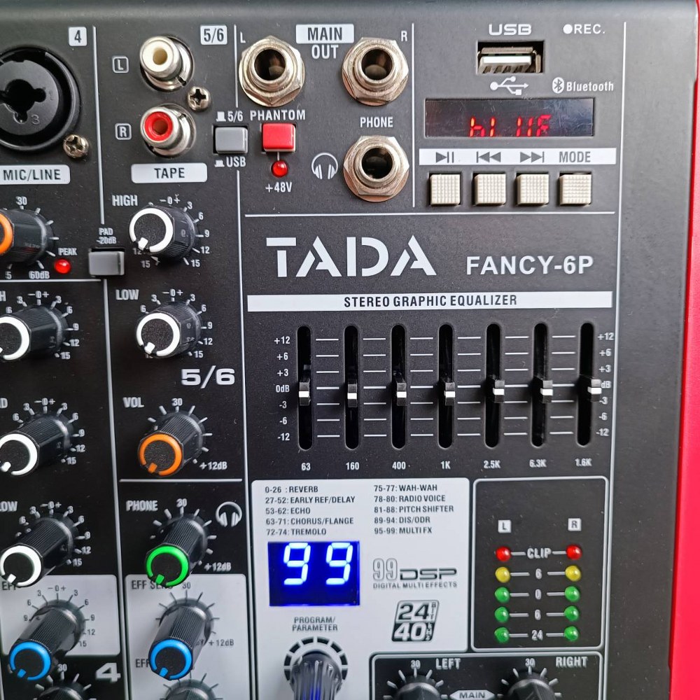 TADA FANCY-6P powermixer สีแดง มิกเซอร์อนาล็อก 6 แชนแนล บลูทูธ Bluetooth mixer เอฟเฟคแท้ 99DSP TA DA FANCY 6P FANCY6P เอไอ-ไพศาล