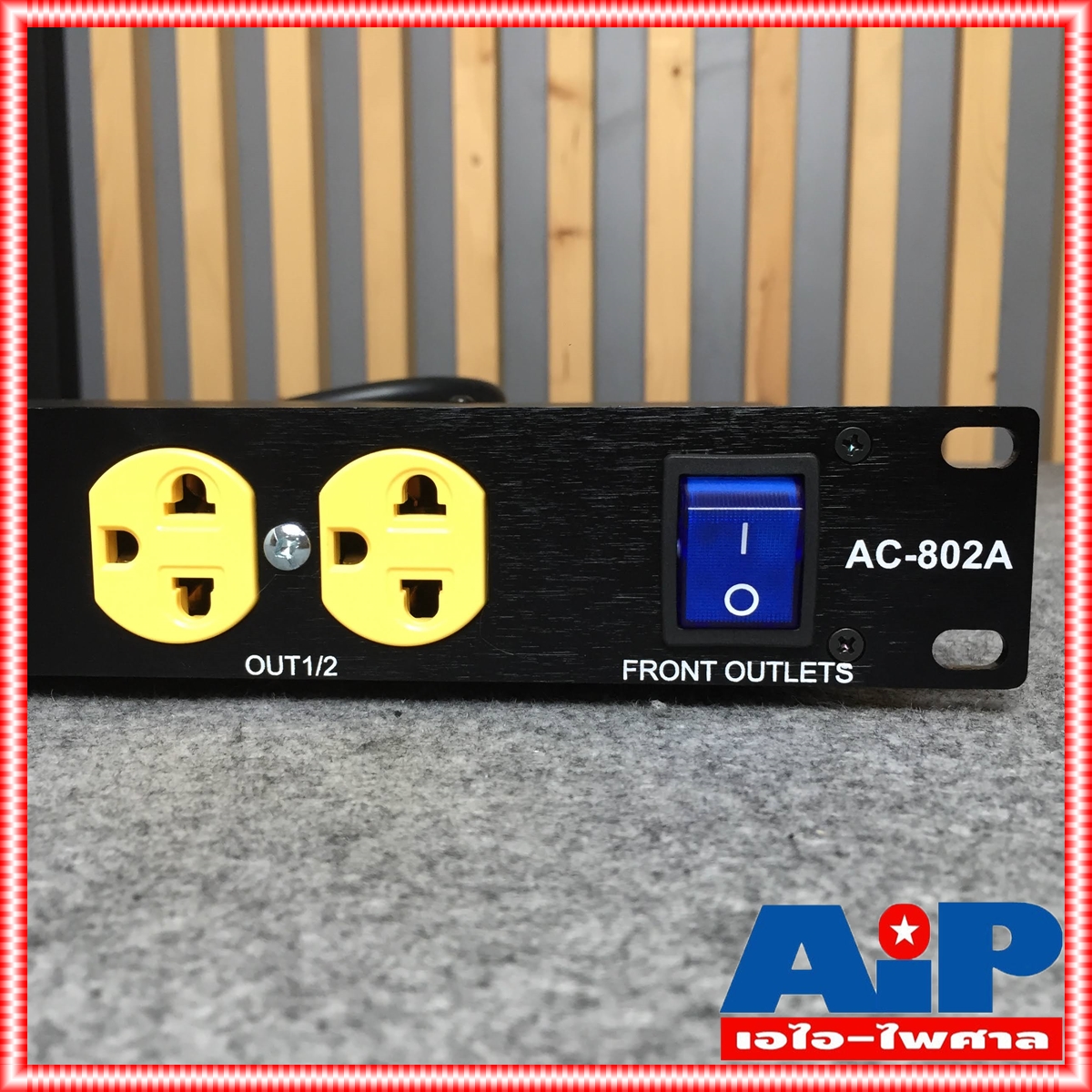 TECHCRON AC802A ปลั๊กไฟ 1U ปลั๊กเหลือง AC802 จอสีน้ำเงิน AC-802 ปลั๊กไฟใส่แร็ค AC 802 A ปลั๊กไฟภาคสนาม ปลั๊กไฟใช้กับเครื่องเสียง