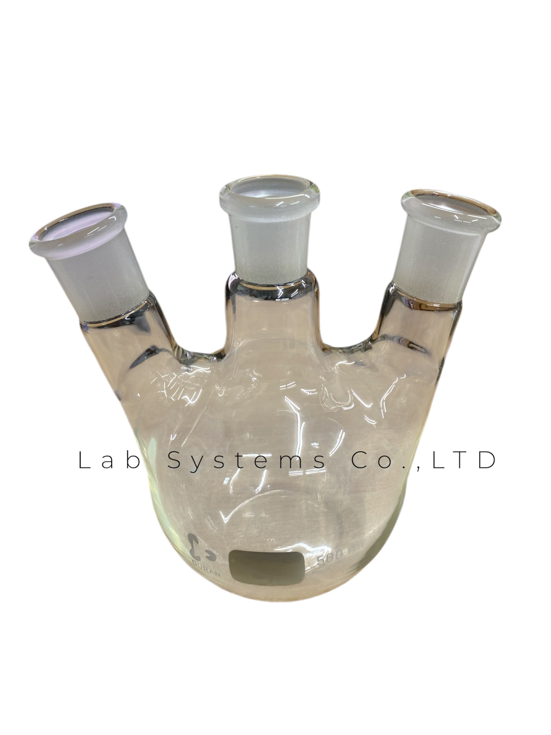 Flask, Boiling Round Bottom with Joint 3 necks (ฟลาสต์ก้นกลม) ก้นแบน/ก้นกลม ขวด 3 คอ