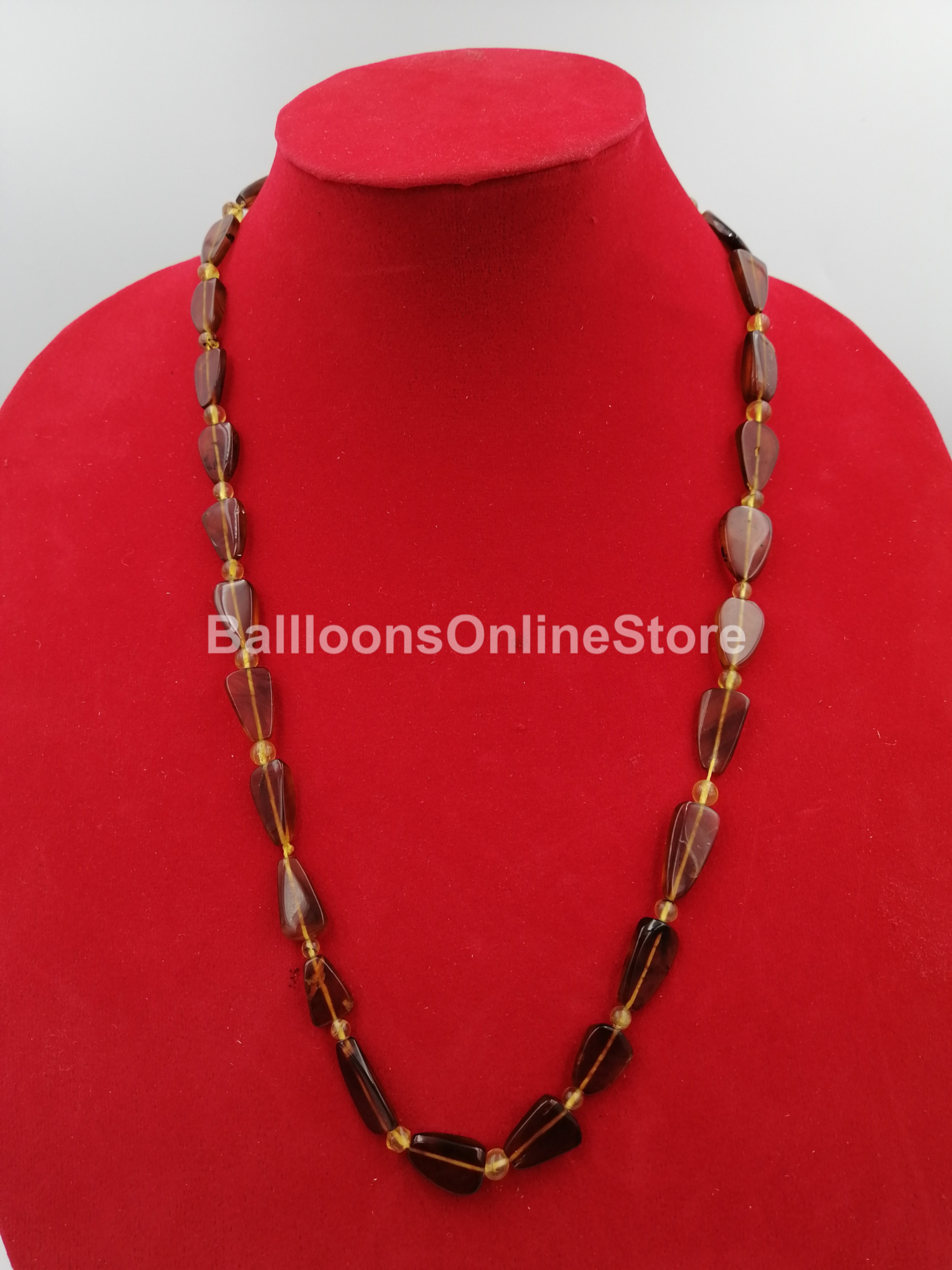 [ของแท้ 100%] สร้อยอำพันพม่า (Burmese amber/ Brumite) เนื้อดี เงาดี ความยาว 30 cm #003