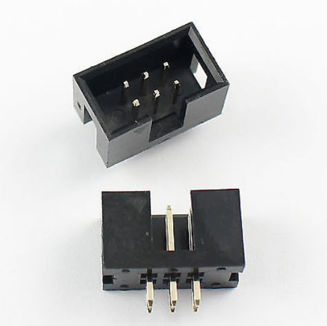 2x3 Pin (6 Pins) Box Header IDC Male Sockets Straight (Pitch 2.54mm)