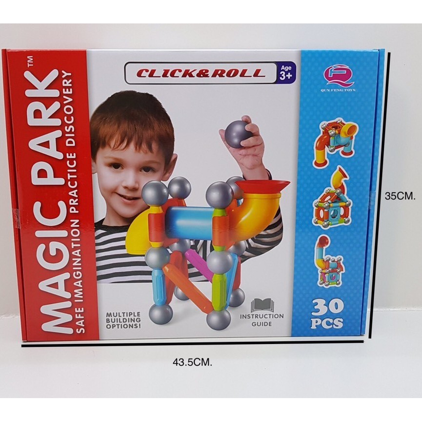 QF8110E ของเล่นเด็กบล็อกตัวต่อแม่เหล็กท่อต่อ 30 ชิ้น กล่องละ