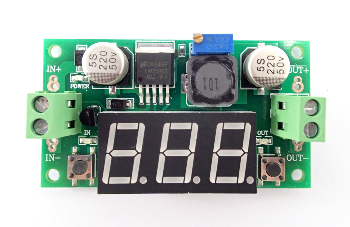 LM2596S DC 4.0~40V to 1.25-37V Adjustable Step-Down Power Module + LED Voltmeter