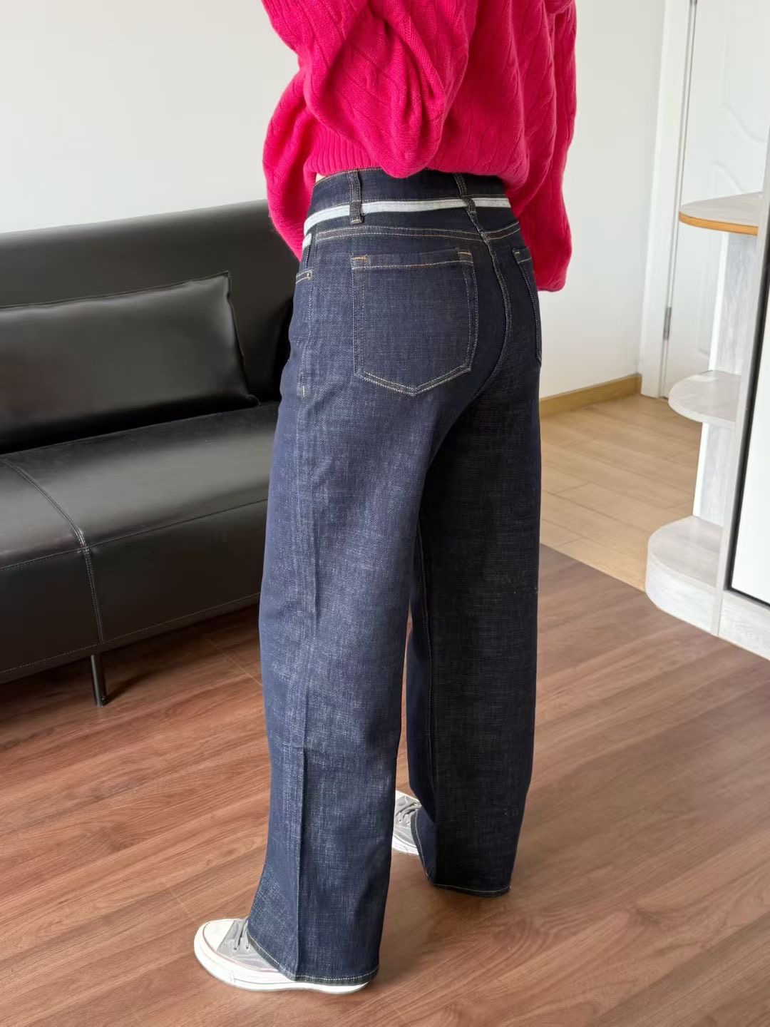 กางเกงยีนส์ขาตรง The Row มีผ้าคล้องเอว ของผู้หญิง สินค้าใหม่ ของแท้