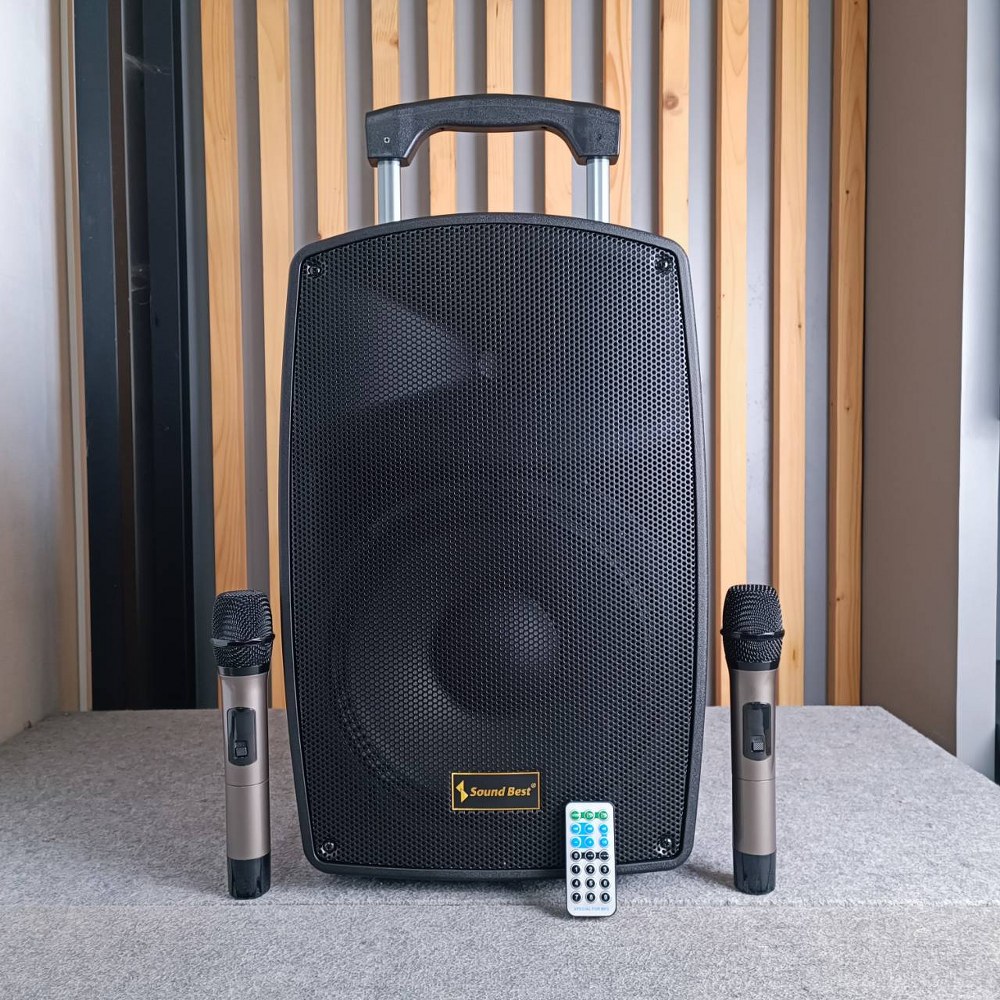 SOUNDBEST WPS-12 ลำโพงล้อลาก 12นิ้ว พร้อม ไมค์ลอย 2ตัว ตู้ลำโพงเอนกประสงค์ ตู้ลำโพงเคลื่อนที่ล้อลาก SOUND BEST WPS 12 WPS12 เอไอ-ไพศาล