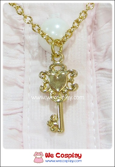 สร้อยคอโลลิต้า จี้กุญแจหัวใจ สไตล์วินเทจ สีทอง Lolita Necklace